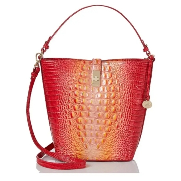 🔹️ Brahmin 🔹️melbourne Shira infusion ombre bucket shoulder bag ✨️🧡 - Picture 1 of 9